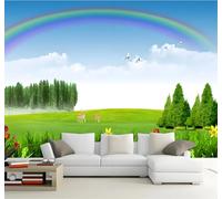 XLMING Fresh Beautiful Grassland Blue Sky Romantic Nature 3D Wallpaper Silky Texture Home Study Office Grey Dining Room Sofa Bedroom Living Room TV Backdrop-350cm×256cm