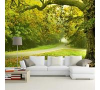 XLMING Fresh Beautiful Green Woods and Paths 3D Wallpaper Luxury Home Dining Decor Paste Sofa Living Room The Wall for Bedroom Mural-350cm×256cm