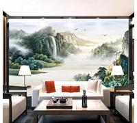 XLMING Fresh Beautiful Ink Wash Landscape Scenery 3D Wallpaper Luxury Silk Study Dining Feature Sofa Grey Bedroom Living Room Tv Decorative Wall-200cm×140cm