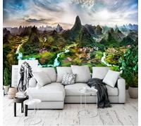 XLMING Fresh Beautiful Mountains and Rivers Nature Scenery 3D Wallpaper Luxury Silk Study Dining Feature Sofa Grey Bedroom Living Room Tv Decorative Wall-430cm×300cm