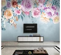 XLMING Fresh Beautiful Pastoral Hand Drawn Floral 3D Wallpaper Luxury Silk Study Dining Feature Sofa Grey Bedroom Living Room Tv Decorative Wall-150cm×105cm