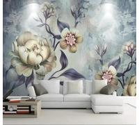 XLMING Fresh Beautiful Pastoral Hand Drawn Vintage Floral 3D Wallpaper Silky Texture Home Study Office Grey Dining Room Sofa Bedroom Living Room TV Backdrop-150cm×105cm