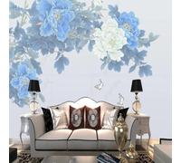 XLMING Fresh Beautiful Plants Colourful Peony Flowers Butterflies 3D Wallpaper Premium Textured Silk Study Dining Living Room Bedroom Sofa TV Wall Easy Install-300cm×210cm