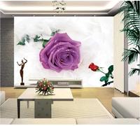 XLMING Fresh Beautiful Roses Feathers Purple Flowers 3D Wallpaper Luxury Home Dining Decor Paste Sofa Living Room The Wall for Bedroom Mural-200cm×140cm