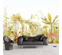XLMING Fresh Beautiful Tropical Plants Primeval Jungle Flowers and Birds 3D Wallpaper Silky Texture Home Study Office Grey Dining Room Sofa Bedroom Living Room TV Backdrop-150cm×105cm