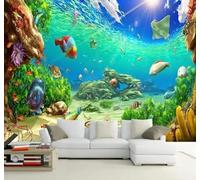 XLMING Fresh Beautiful Underwater World Coral Scenery 3D Wallpaper Luxury Silk Study Dining Feature Sofa Grey Bedroom Living Room Tv Decorative Wall-150cm×105cm