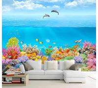 XLMING Fresh Beautiful Underwater World Dolphins Coral 3D Wallpaper Luxury Home Dining Decor Paste Sofa Living Room The Wall for Bedroom Mural-250cm×170cm