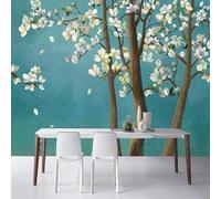 XLMING Fresh Blue Background White Flower Tree 3D Wallpaper Luxury Home Dining Decor Paste Sofa Living Room The Wall for Bedroom Mural-250cm×170cm