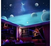 XLMING Fresh Blue Planet Universe Moon 3D Wallpaper Luxury Home Dining Decor Paste Sofa Living Room The Wall for Bedroom Mural-350cm×256cm