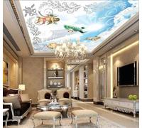 XLMING Fresh Blue Sky Angel Peacock Pattern 3D Wallpaper Luxury Home Dining Decor Paste Sofa Living Room The Wall for Bedroom Mural-400cm×280cm