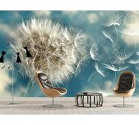 XLMING Fresh Blue Three Dimensional Plants Dandelions 3D Wallpaper Premium Textured Silk Study Dining Living Room Bedroom Sofa TV Wall Easy Install-300cm×210cm