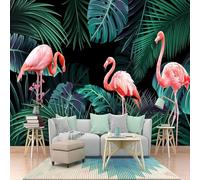 XLMING Fresh Botanical Green Leaves Pink Flamingo 3D Wallpaper Luxury Home Dining Decor Paste Sofa Living Room The Wall for Bedroom Mural-250cm×170cm