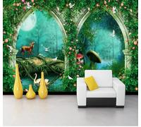 XLMING Fresh Dreamy Forest Reindeer Wonderland 3D Wallpaper Luxury Home Dining Decor Paste Sofa Living Room The Wall for Bedroom Mural-350cm×256cm