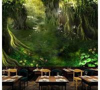 XLMING Fresh Dreamy Green Forest Fairyland 3D Wallpaper Luxury Home Dining Decor Paste Sofa Living Room The Wall for Bedroom Mural-250cm×170cm
