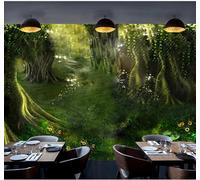 XLMING Fresh Dreamy Green Forest Fairyland 3D Wallpaper Luxury Silk Study Dining Feature Sofa Grey Bedroom Living Room Tv Decorative Wall-400cm×280cm