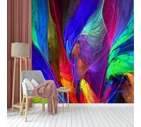XLMING Fresh Elegant Beautiful Hand Painted Coloured Feathers 3D Wallpaper Luxury Home Dining Decor Paste Sofa Living Room The Wall for Bedroom Mural-250cm×170cm