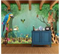 XLMING Fresh Forest Flowers and Birds Giraffe Landscape 3D Wallpaper Luxury Silk Study Dining Feature Sofa Grey Bedroom Living Room Tv Decorative Wall-150cm×105cm