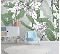 XLMING Fresh Forest Large Banana Leaves Flowers 3D Wallpaper Luxury Silk Study Dining Feature Sofa Grey Bedroom Living Room Tv Decorative Wall-250cm×170cm