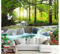 XLMING Fresh Forest Waterfall Beautiful Nature Landscape 3D Wallpaper Luxury Home Dining Decor Paste Sofa Living Room The Wall for Bedroom Mural-430cm×300cm