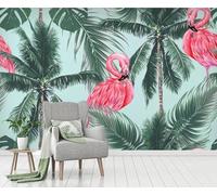 XLMING Fresh Green Coconut Tree Animal Flamingo 3D Wallpaper Study Dining Feature Sofa Grey Bedroom Living Room Tv Decorative Wall-350cm×256cm