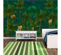 XLMING Fresh Green Coconut Tree Animal Monkey 3D Wallpaper Luxury Home Dining Decor Paste Sofa Living Room The Wall for Bedroom Mural-350cm×256cm