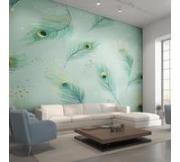 XLMING Fresh Green Creative Peacock Feathers 3D Wallpaper Luxury Home Dining Decor Paste Sofa Living Room The Wall for Bedroom Mural-300cm×210cm