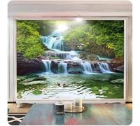 XLMING Fresh Green Jungle Sunshine Waterfall 3D Wallpaper Luxury Silk Study Dining Feature Sofa Grey Bedroom Living Room Tv Decorative Wall-350cm×256cm