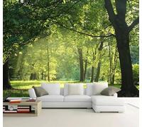 XLMING Fresh Green Trees Grass Landscape 3D Wallpaper Silky Texture Home Study Office Grey Dining Room Sofa Bedroom Living Room TV Backdrop-150cm×105cm