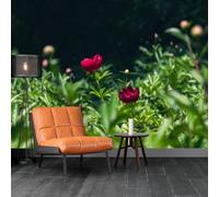 XLMING Fresh Greenery Plants Red Flowers 3D Wallpaper Premium Textured Silk Study Dining Living Room Bedroom Sofa TV Wall Easy Install-400cm×280cm