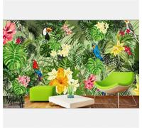 XLMING Fresh Hand Drawn Flowers and Birds Green Jungle 3D Wallpaper Luxury Home Dining Decor Paste Sofa Living Room The Wall for Bedroom Mural-430cm×300cm