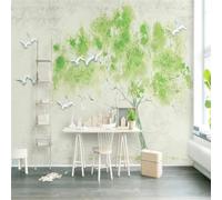 XLMING Fresh Hand Drawn Green Trees Birds 3D Wallpaper Luxury Home Dining Decor Paste Sofa Living Room The Wall for Bedroom Mural-430cm×300cm