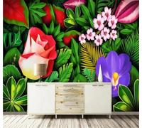 XLMING Fresh Hand Drawn Jungle Banana Leaves Flowers 3D Wallpaper Luxury Home Dining Decor Paste Sofa Living Room The Wall for Bedroom Mural-150cm×105cm