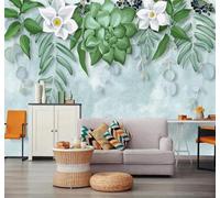 XLMING Fresh Hand Drawn Watercolour Green Leaves Flowers 3D Wallpaper Luxury Home Dining Decor Paste Sofa Living Room The Wall for Bedroom Mural-150cm×105cm