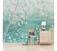 XLMING Fresh Hand Painted Landscape Trees Flowers Butterflies 3D Wallpaper Premium Textured Silk Study Dining Living Room Bedroom Sofa TV Wall Easy Install-400cm×280cm