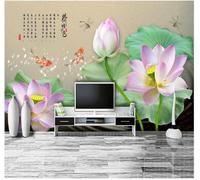 XLMING Fresh Lotus Leaves Pink Lotus Flowers Little Fish 3D Wallpaper Luxury Home Dining Decor Paste Sofa Living Room The Wall for Bedroom Mural-150cm×105cm