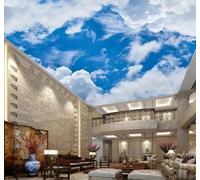 XLMING Fresh Minimalist Blue Sky White Clouds Decorative 3D Wallpaper Premium Textured Silk Study Dining Living Room Bedroom Sofa TV Wall Easy Install-150cm×105cm