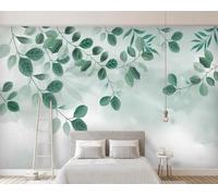 XLMING Fresh Minimalist Three Dimensional Plants Green Leaves 3D Wallpaper Luxury Silk Study Dining Feature Sofa Grey Bedroom Living Room Tv Decorative Wall-350cm×256cm