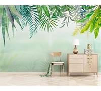 XLMING Fresh Minimalist Three Dimensional Plants Green Leaves 3D Wallpaper Premium Textured Silk Study Dining Living Room Bedroom Sofa TV Wall Easy Install-200cm×140cm