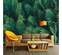 XLMING Fresh Minimalist Three Dimensional Plants Green Leaves 3D Wallpaper Silky Texture Home Study Office Grey Dining Room Sofa Bedroom Living Room TV Backdrop-350cm×256cm