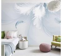 XLMING Fresh Minimalist White Feathers Decorative 3D Wallpaper Luxury Home Dining Decor Paste Sofa Living Room The Wall for Bedroom Mural-430cm×300cm