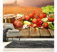 XLMING Fresh Natural Vegetables Canned Chili Peppers Tomatoes 3D Wallpaper Premium Textured Silk Study Dining Living Room Bedroom Sofa TV Wall Easy Install-300cm×210cm