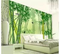 XLMING Fresh Pastoral Landscape Bamboo Grove Birds in Flight 3D Wallpaper Luxury Silk Study Dining Feature Sofa Grey Bedroom Living Room Tv Decorative Wall-250cm×170cm