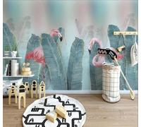 XLMING Fresh Plants Green Leaves Pink Flamingos 3D Wallpaper Luxury Home Dining Decor Paste Sofa Living Room The Wall for Bedroom Mural-300cm×210cm