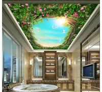 XLMING Fresh Sky Plants Flowers Vines 3D Wallpaper Luxury Home Dining Decor Paste Sofa Living Room The Wall for Bedroom Mural-400cm×280cm