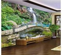 XLMING Fresh Small Bridge Flowing Water Waterfall Natural Scenery 3D Wallpaper Luxury Home Dining Decor Paste Sofa Living Room The Wall for Bedroom Mural-250cm×170cm