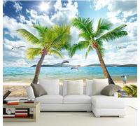 XLMING Fresh Summer Beach Sea Coconut Trees 3D Wallpaper Luxury Home Dining Decor Paste Sofa Living Room The Wall for Bedroom Mural-300cm×210cm