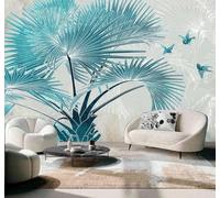 XLMING Fresh Three Dimensional Blue Palm Tree Birds 3D Wallpaper Luxury Home Dining Decor Paste Sofa Living Room The Wall for Bedroom Mural-300cm×210cm