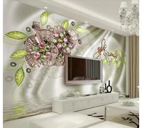XLMING Fresh Three Dimensional Crystal Flower Silk Jewellery 3D Wallpaper Luxury Home Dining Decor Paste Sofa Living Room The Wall for Bedroom Mural-250cm×170cm