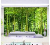 XLMING Fresh Three Dimensional Green Bamboo Grove Scenery 3D Wallpaper Luxury Silk Study Dining Feature Sofa Grey Bedroom Living Room Tv Decorative Wall-200cm×140cm
