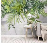 XLMING Fresh Three Dimensional Green Leaves Flowers 3D Wallpaper Premium Textured Silk Study Dining Living Room Bedroom Sofa TV Wall Easy Install-150cm×105cm